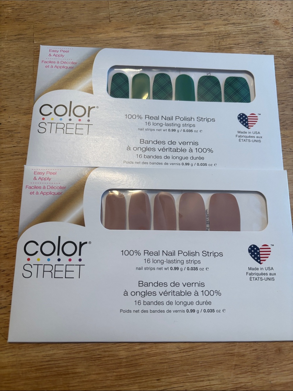 Color Street Green Plaid & Mauve Nail Polish Strips Duo